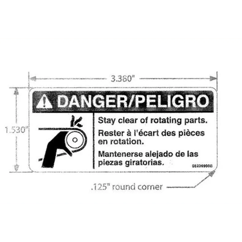 Gravely Lawn Mower Decal, Danger Belt Rotating